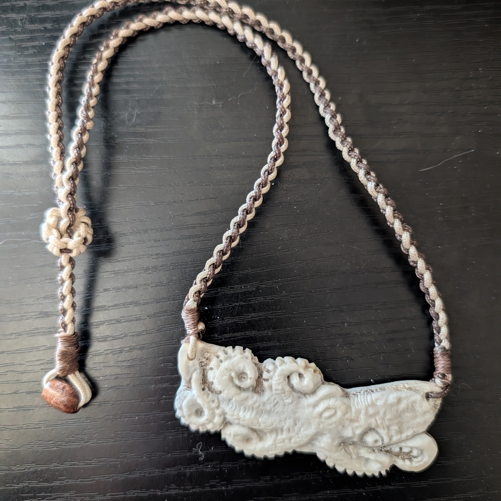 Handcrafted Cream and Brown Pendant Necklace